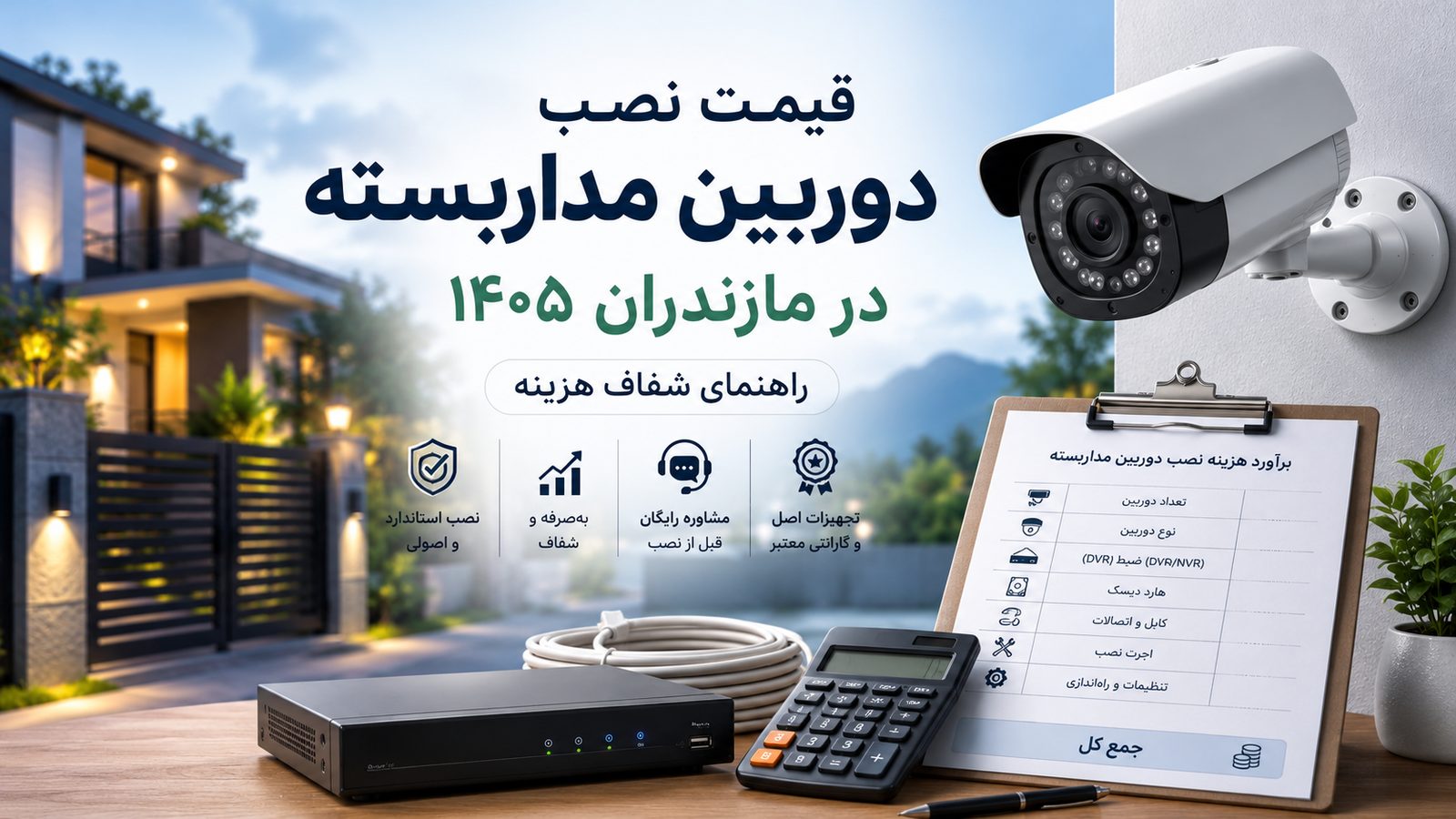 قیمت نصب دوربین مداربسته در مازندران ۱۴۰۵ | راهنمای شفاف هزینه